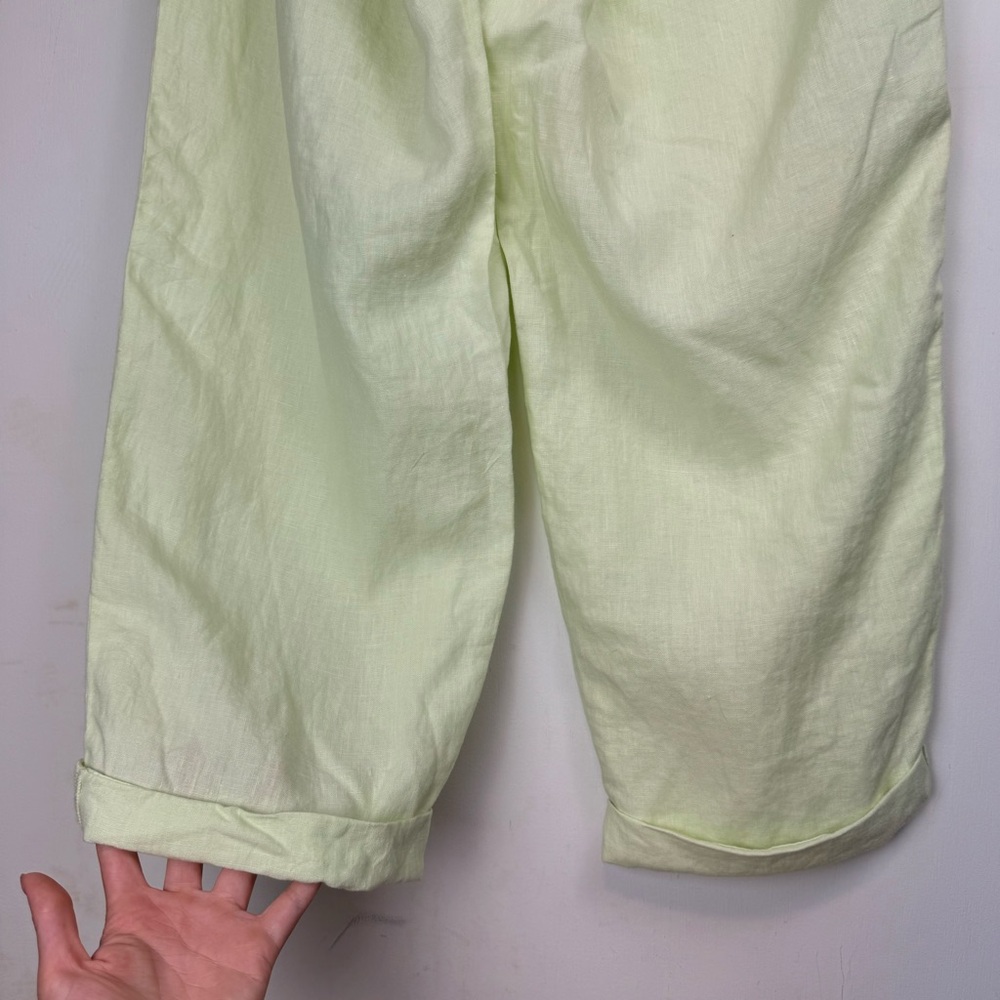 NWT J.Jill Love Linen Relaxed Pants Sz Large Lemon Lime Cuffed Hem - Picture 11 of 13